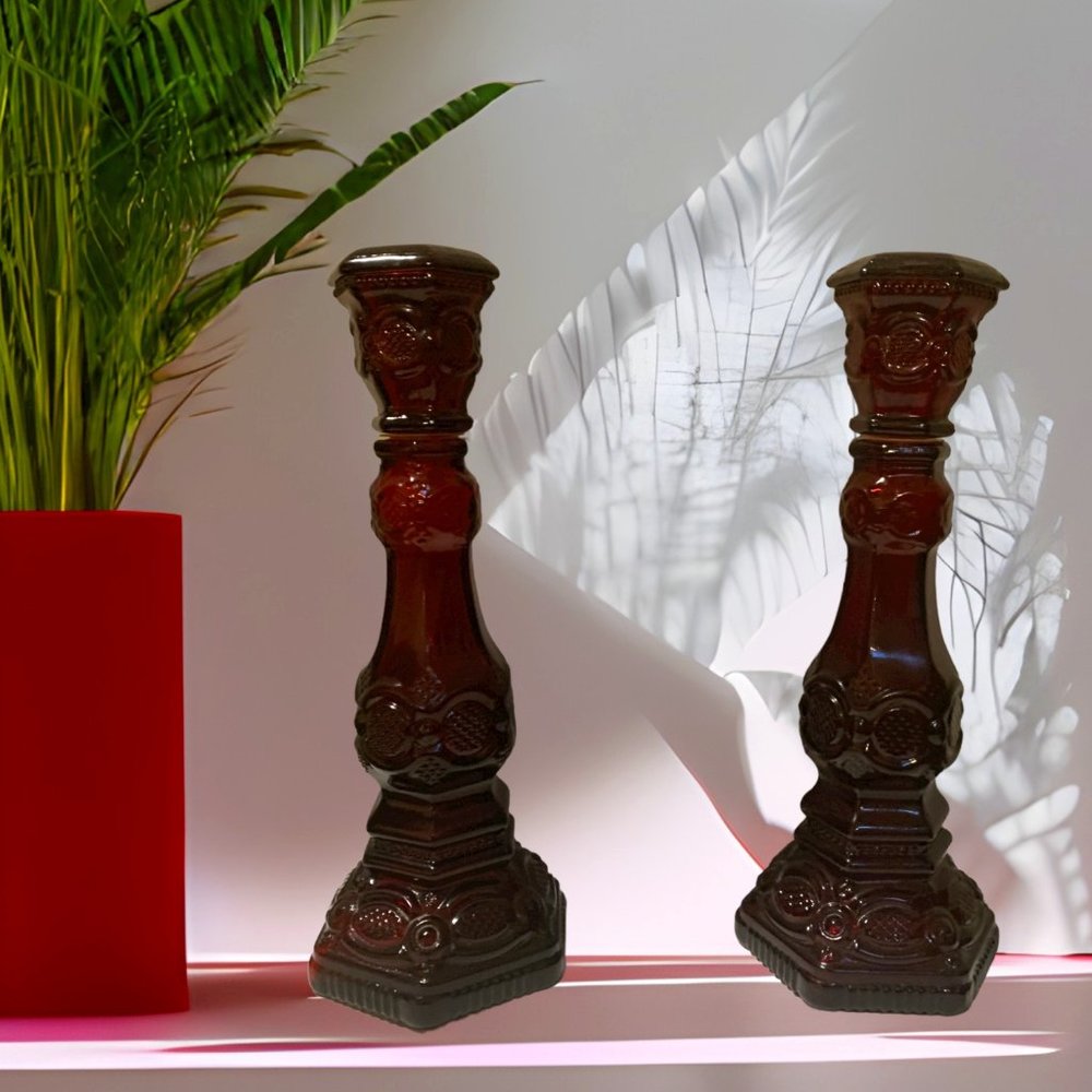 AVON’S 1876 CAPE COD RUBY RED CANDLESTICKS
